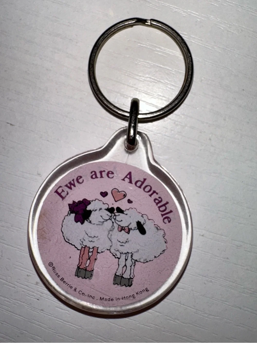 Vtg “Ewe Are Adorable” Acrylic Keychain